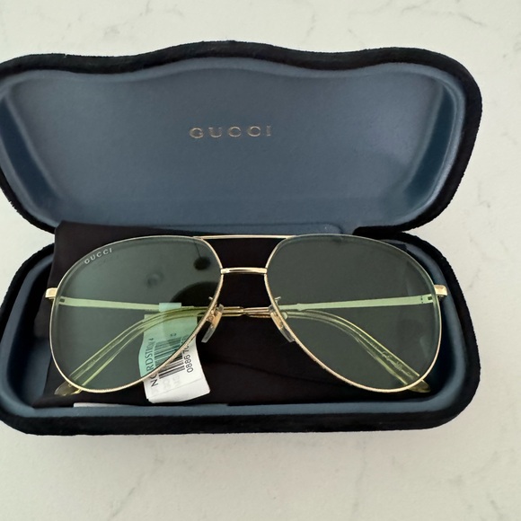 Designer Gucci 59mm Metal Aviator Sunglasses BNWT - Picture 5 of 5